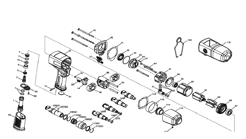 Figure 0 Diagram and Parts List for CP8242-P  Chicago Pneumatic Wrench